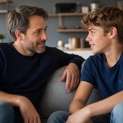 Vater im Gespräch mit Teenager