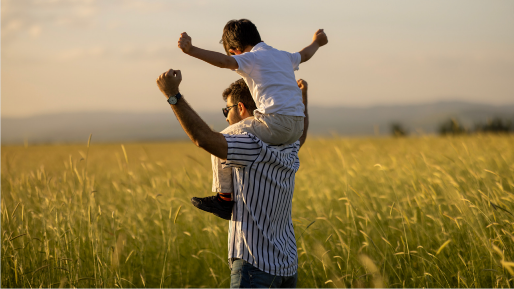 Vater und Sohn im Feld